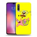 Дизайнерский силиконовый с усиленными углами чехол для Xiaomi Mi9 Губка Боб