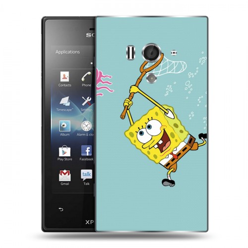 Дизайнерский пластиковый чехол для Sony Xperia acro S Губка Боб