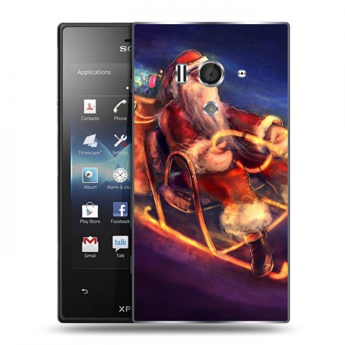 Дизайнерский пластиковый чехол для Sony Xperia acro S Дед мороз и Санта