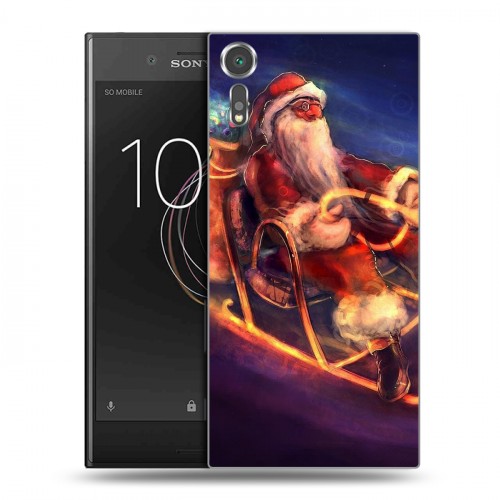 Дизайнерский пластиковый чехол для Sony Xperia XZs Дед мороз и Санта