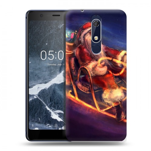 Дизайнерский пластиковый чехол для Nokia 5.1 Дед мороз и Санта