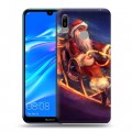 Дизайнерский пластиковый чехол для Huawei Y6 (2019) Дед мороз и Санта