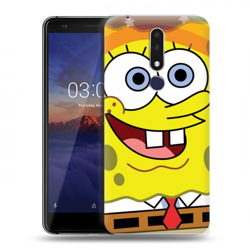 Дизайнерский силиконовый чехол для Nokia 3.1 Plus Губка Боб