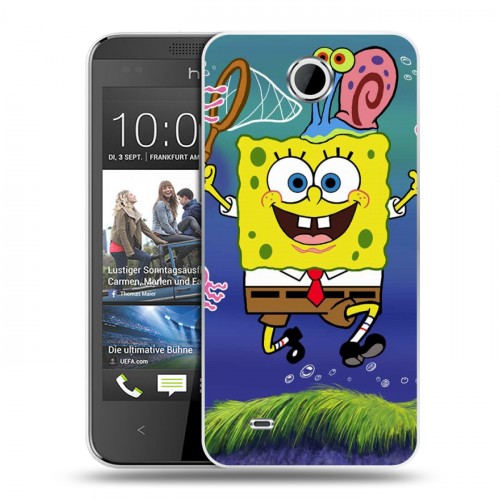 Дизайнерский пластиковый чехол для HTC Desire 300 Губка Боб