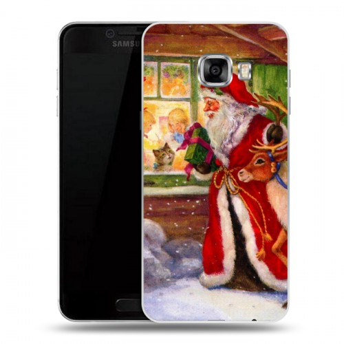 Дизайнерский пластиковый чехол для Samsung Galaxy C7 Дед мороз и Санта