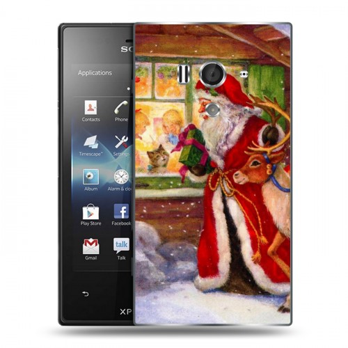 Дизайнерский пластиковый чехол для Sony Xperia acro S Дед мороз и Санта