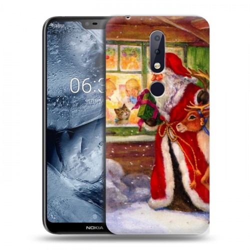 Дизайнерский пластиковый чехол для Nokia 6.1 Plus Дед мороз и Санта