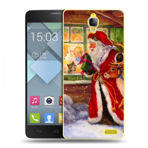 Дизайнерский пластиковый чехол для Alcatel One Touch Idol X Дед мороз и Санта