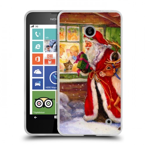 Дизайнерский пластиковый чехол для Nokia Lumia 630/635 Дед мороз и Санта