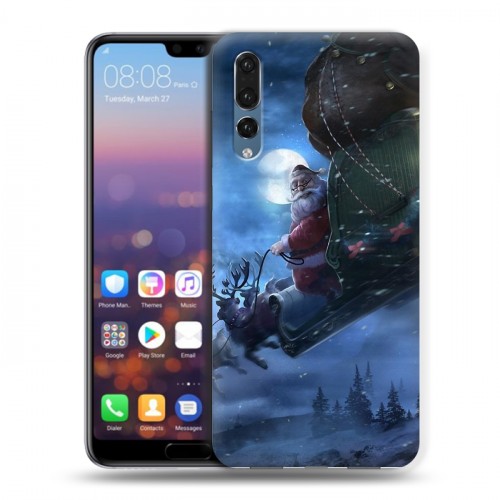 Дизайнерский силиконовый с усиленными углами чехол для Huawei P20 Pro Дед мороз и Санта