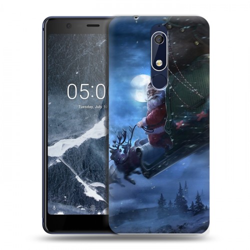 Дизайнерский пластиковый чехол для Nokia 5.1 Дед мороз и Санта