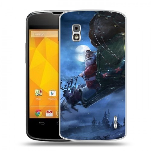 Дизайнерский пластиковый чехол для LG Google Nexus 4 Дед мороз и Санта