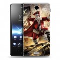 Дизайнерский пластиковый чехол для Sony Xperia TX Дед мороз и Санта