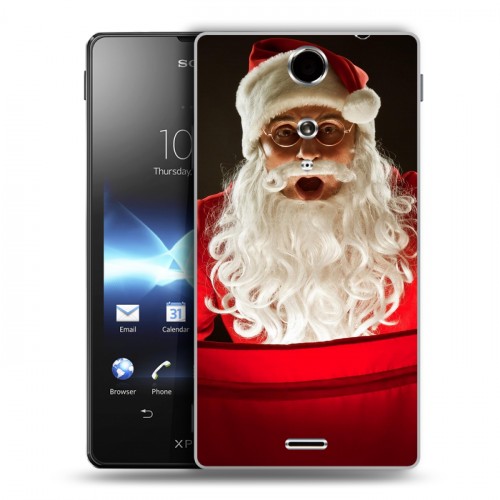 Дизайнерский пластиковый чехол для Sony Xperia TX Дед мороз и Санта