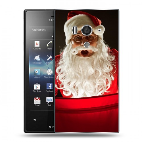 Дизайнерский пластиковый чехол для Sony Xperia acro S Дед мороз и Санта