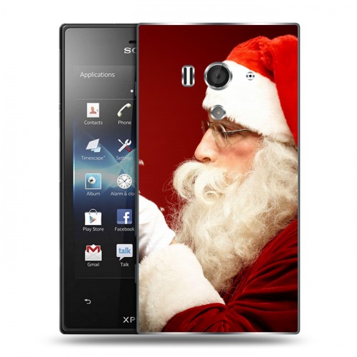 Дизайнерский пластиковый чехол для Sony Xperia acro S Дед мороз и Санта