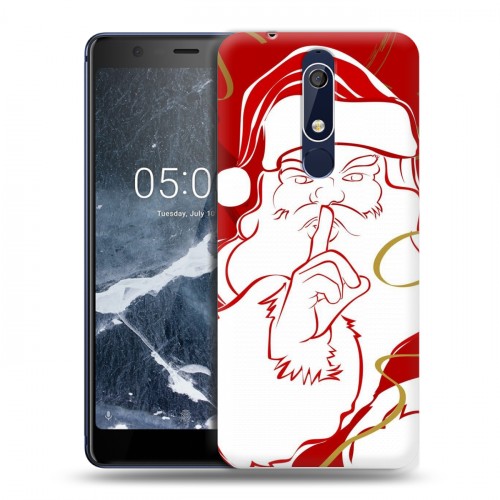 Дизайнерский пластиковый чехол для Nokia 5.1 Дед мороз и Санта