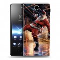 Дизайнерский пластиковый чехол для Sony Xperia TX Дед мороз и Санта