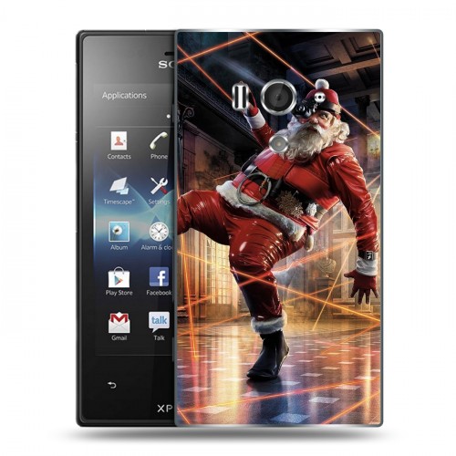 Дизайнерский пластиковый чехол для Sony Xperia acro S Дед мороз и Санта