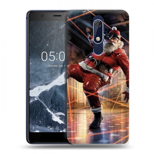 Дизайнерский пластиковый чехол для Nokia 5.1 Дед мороз и Санта