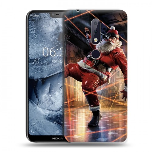 Дизайнерский пластиковый чехол для Nokia 6.1 Plus Дед мороз и Санта