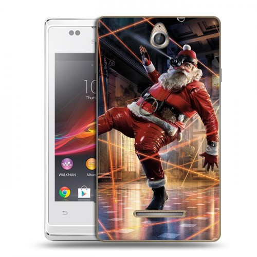 Дизайнерский пластиковый чехол для Sony Xperia E Дед мороз и Санта