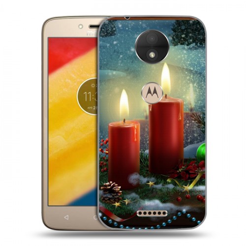 Дизайнерский пластиковый чехол для Motorola Moto C Новогодние свечки