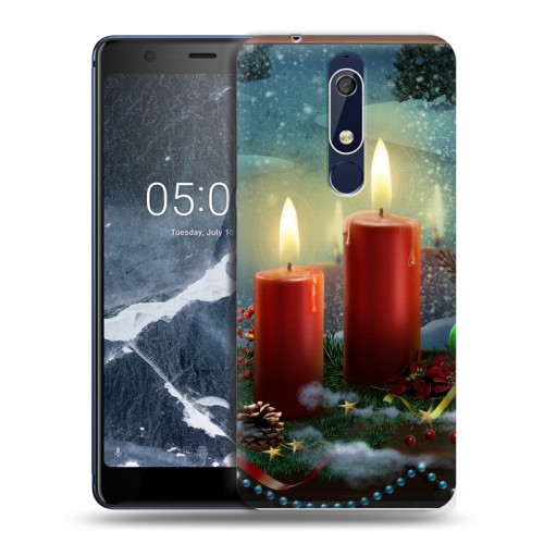 Дизайнерский пластиковый чехол для Nokia 5.1 Новогодние свечки