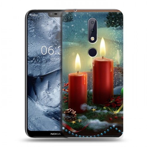 Дизайнерский пластиковый чехол для Nokia 6.1 Plus Новогодние свечки