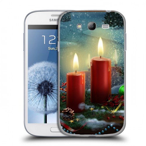 Дизайнерский пластиковый чехол для Samsung Galaxy Grand Новогодние свечки