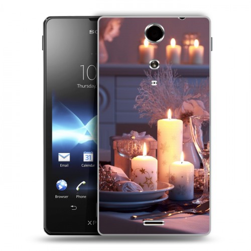 Дизайнерский пластиковый чехол для Sony Xperia TX Новогодние свечки