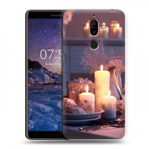 Дизайнерский пластиковый чехол для Nokia 7 Plus Новогодние свечки