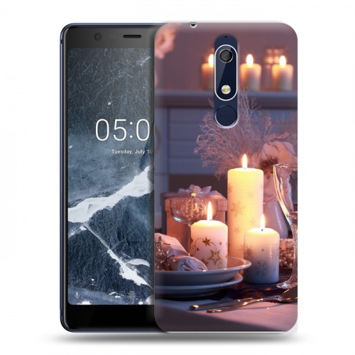 Дизайнерский пластиковый чехол для Nokia 5.1 Новогодние свечки