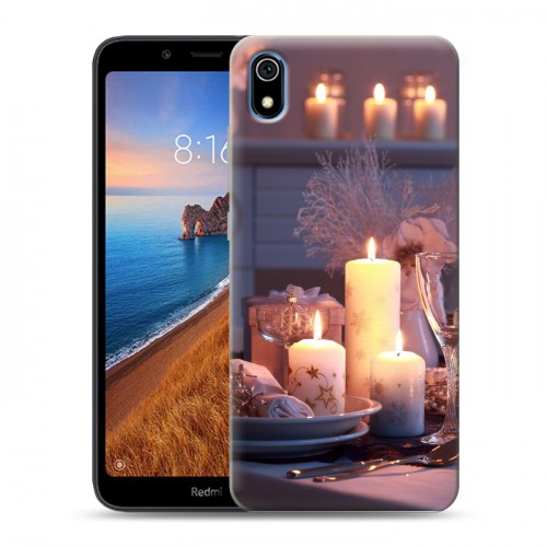 Дизайнерский силиконовый чехол для Xiaomi RedMi 7A Новогодние свечки