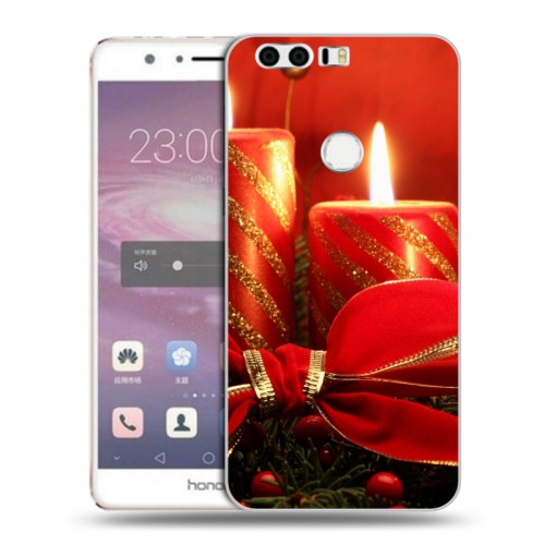 Дизайнерский пластиковый чехол для Huawei Honor 8 Новогодние свечки