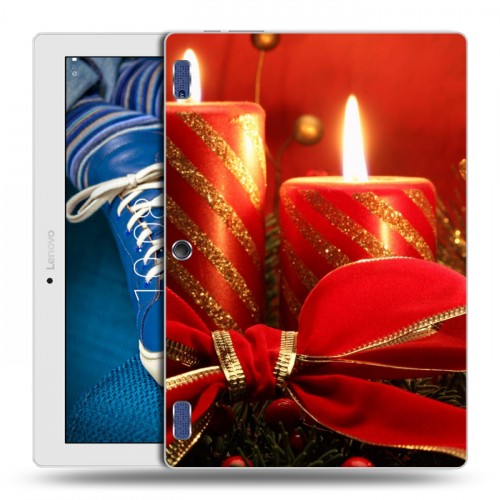 Дизайнерский силиконовый чехол для Lenovo Tab 2 A10-30 Новогодние свечки
