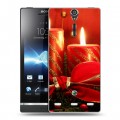 Дизайнерский пластиковый чехол для Sony Xperia S Новогодние свечки