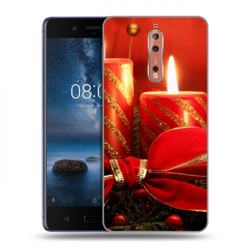 Дизайнерский пластиковый чехол для Nokia 8 Новогодние свечки