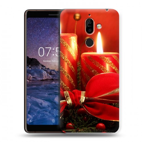 Дизайнерский пластиковый чехол для Nokia 7 Plus Новогодние свечки