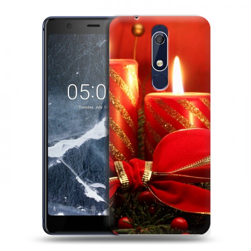 Дизайнерский пластиковый чехол для Nokia 5.1 Новогодние свечки