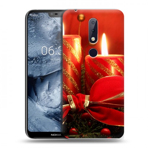 Дизайнерский силиконовый чехол для Nokia 6.1 Plus Новогодние свечки