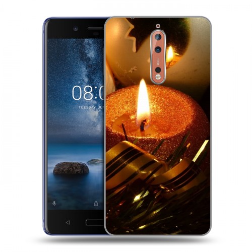 Дизайнерский пластиковый чехол для Nokia 8 Новогодние свечки