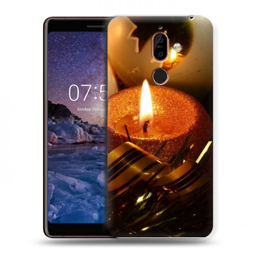 Дизайнерский пластиковый чехол для Nokia 7 Plus Новогодние свечки