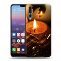 Дизайнерский силиконовый с усиленными углами чехол для Huawei P20 Pro Новогодние свечки