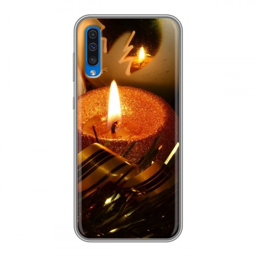 Дизайнерский силиконовый с усиленными углами чехол для Samsung Galaxy A50 Новогодние свечки
