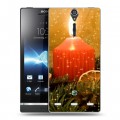 Дизайнерский пластиковый чехол для Sony Xperia S Новогодние свечки