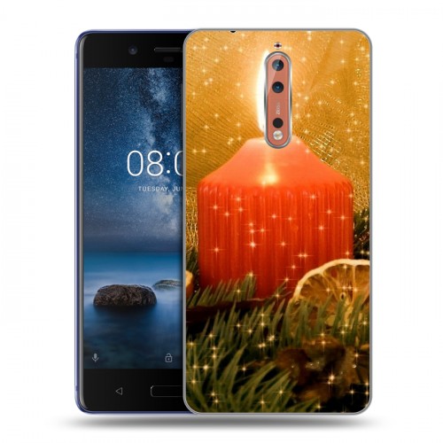 Дизайнерский пластиковый чехол для Nokia 8 Новогодние свечки