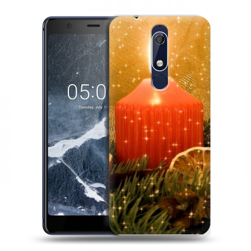 Дизайнерский пластиковый чехол для Nokia 5.1 Новогодние свечки