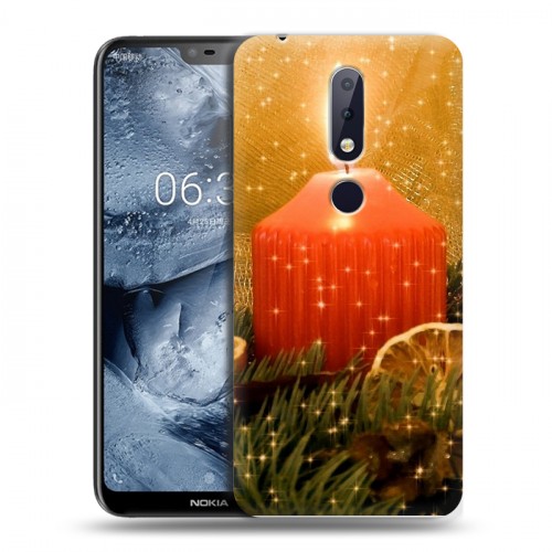 Дизайнерский пластиковый чехол для Nokia 6.1 Plus Новогодние свечки