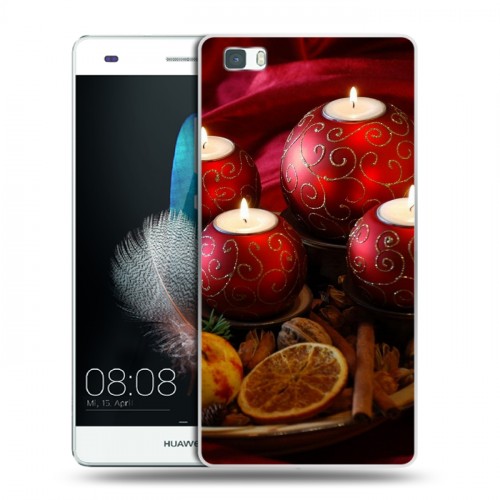 Дизайнерский пластиковый чехол для Huawei P8 Lite Новогодние свечки